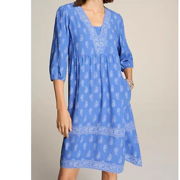 NWT j.jill Border Printed Flounced Hem Dress with POCKETS size 2X - Picture 1 of 8
